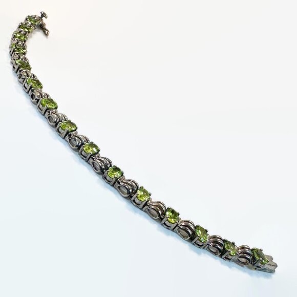 Peridot Bracelet, Sterling Silver, Designer, STS, Chuck Clemency, Vintage,Green - Picture 5 of 6